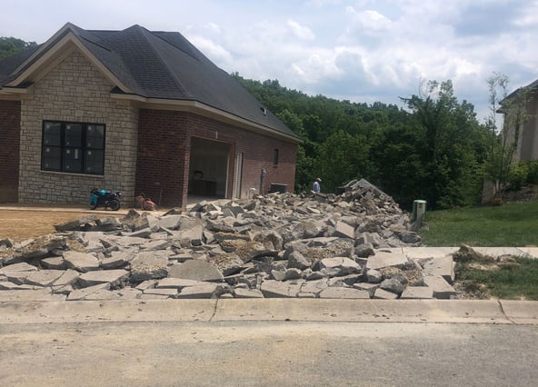 Rubble at concrete replacement site