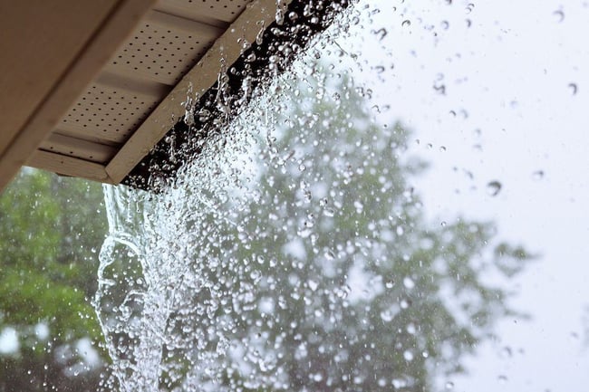 Water falling from gutters